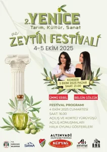 Yenice Tarım, Kültür, Sanat ve Zeytin Festivali kapılarını açıyor.